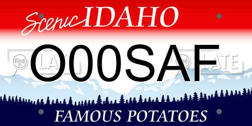 O00SAF Idaho License Plate
