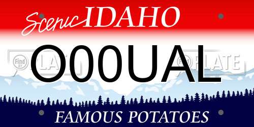 O00UAL Idaho License Plate
