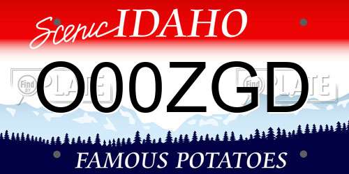 O00ZGD Idaho License Plate