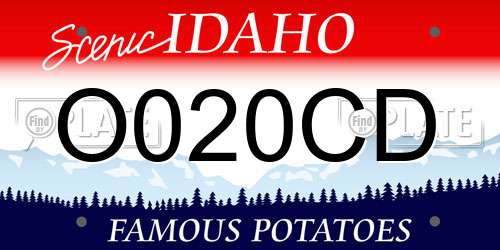 O020CD Idaho License Plate