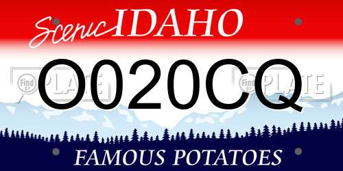 O020CQ Idaho License Plate