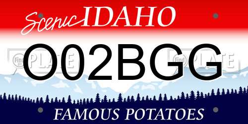 O02BGG Idaho License Plate