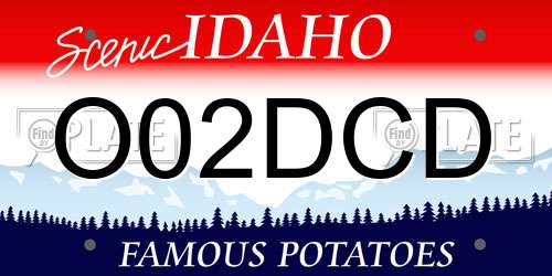 O02DCD Idaho License Plate