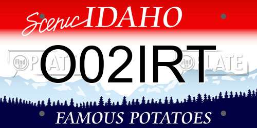 O02IRT Idaho License Plate