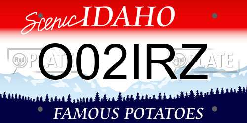 O02IRZ Idaho License Plate