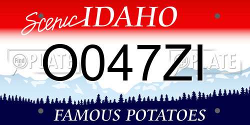 O047ZI Idaho License Plate