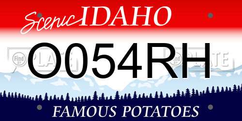 O054RH Idaho License Plate
