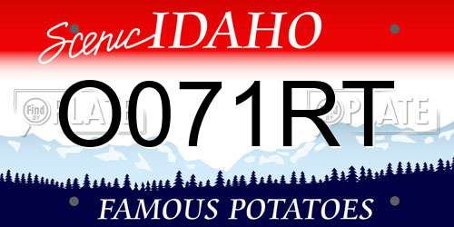 O071RT Idaho License Plate