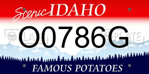O0786G Idaho License Plate