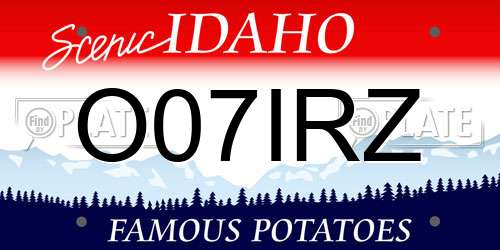 O07IRZ Idaho License Plate