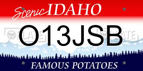 O13JSB Idaho License Plate