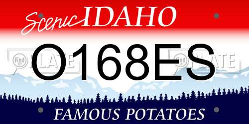 O168ES Idaho License Plate
