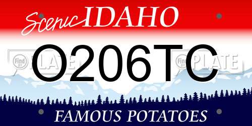 O206TC Idaho License Plate