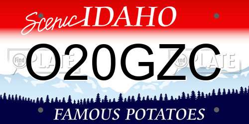 O20GZC Idaho License Plate