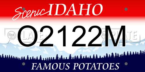 O2122M Idaho License Plate