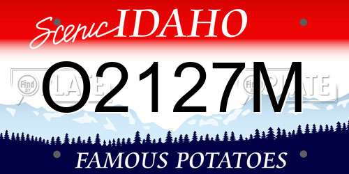 O2127M Idaho License Plate