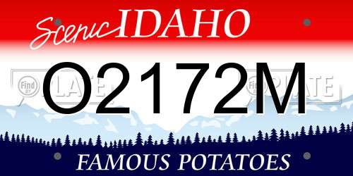 O2172M Idaho License Plate
