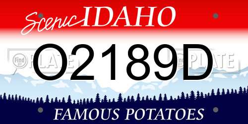 O2189D Idaho License Plate
