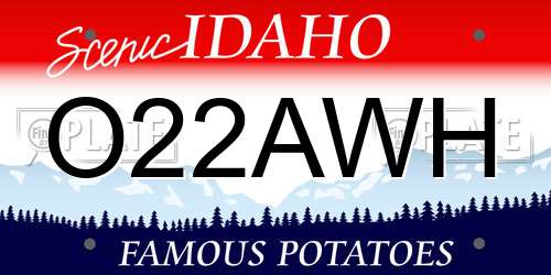 O22AWH Idaho License Plate