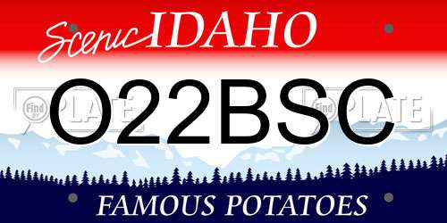 O22BSC Idaho License Plate