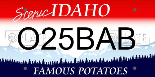 O25BAB Idaho License Plate