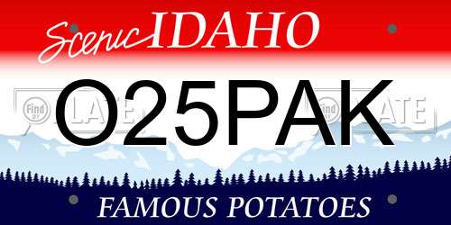 O25PAK Idaho License Plate