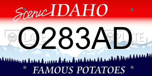 O283AD Idaho License Plate