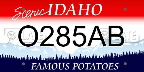 O285AB Idaho License Plate