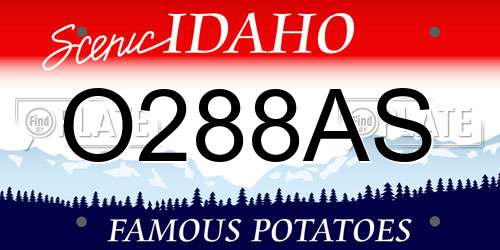 O288AS Idaho License Plate