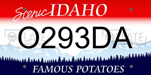 O293DA Idaho License Plate