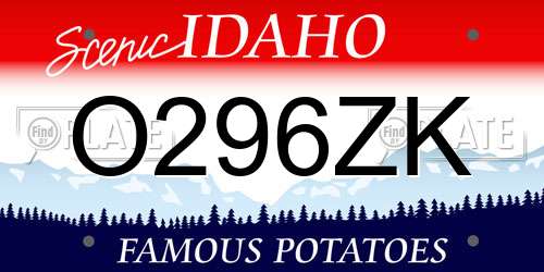 O296ZK Idaho License Plate