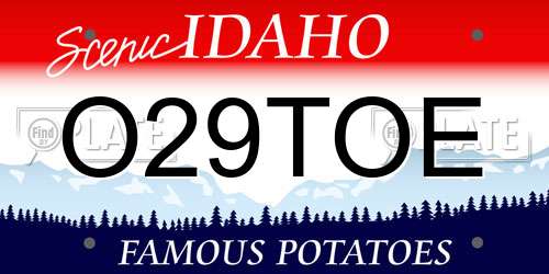 O29TOE Idaho License Plate