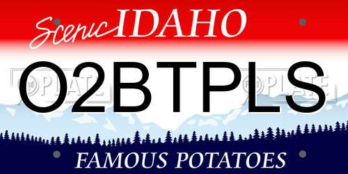 O2BTPLS Idaho License Plate