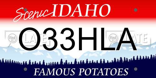 O33HLA Idaho License Plate