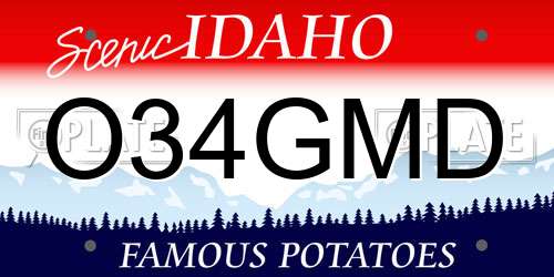 O34GMD Idaho License Plate