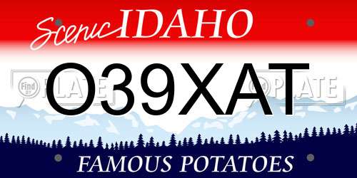 O39XAT Idaho License Plate