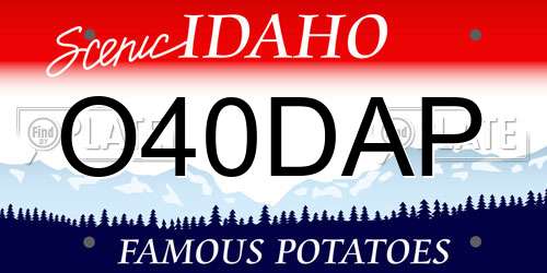 O40DAP Idaho License Plate