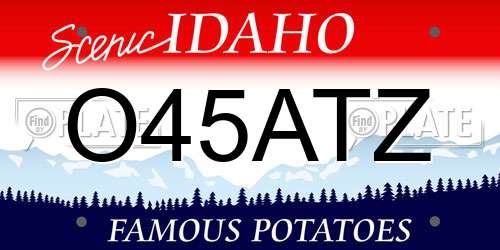 O45ATZ Idaho License Plate