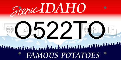 O522TO Idaho License Plate