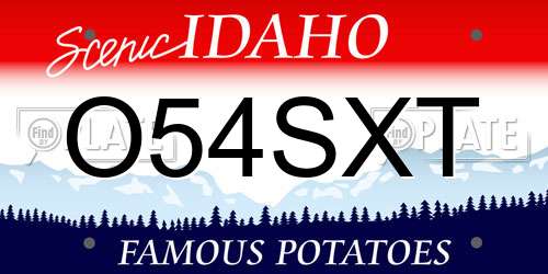 O54SXT Idaho License Plate