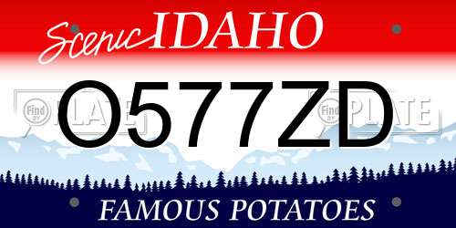 O577ZD Idaho License Plate