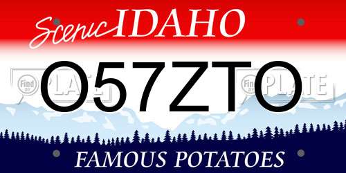 O57ZTO Idaho License Plate