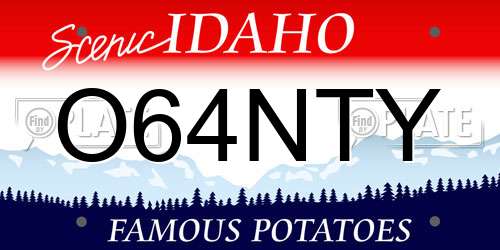 O64NTY Idaho License Plate