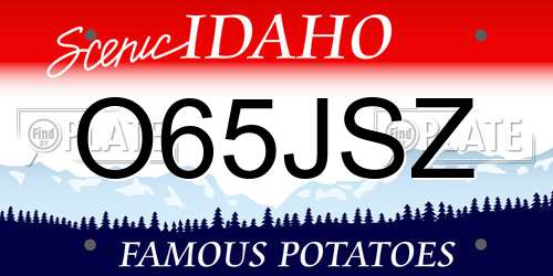 O65JSZ Idaho License Plate