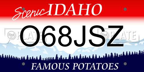 O68JSZ Idaho License Plate