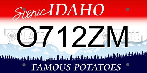 O712ZM Idaho License Plate