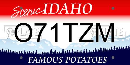 O71TZM Idaho License Plate