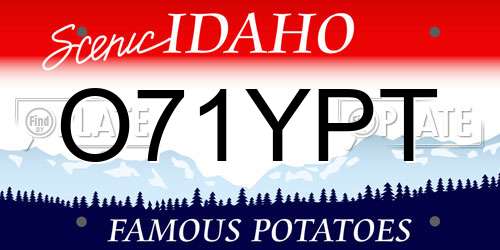 O71YPT Idaho License Plate