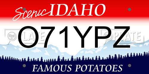 O71YPZ Idaho License Plate