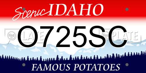 O725SC Idaho License Plate